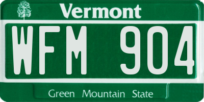 VT license plate WFM904