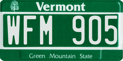 VT license plate WFM905