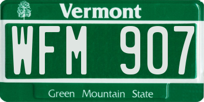 VT license plate WFM907