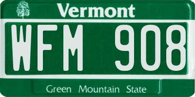 VT license plate WFM908