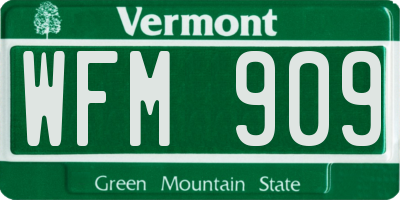 VT license plate WFM909