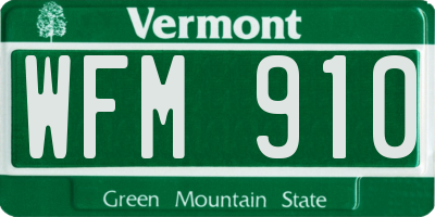 VT license plate WFM910