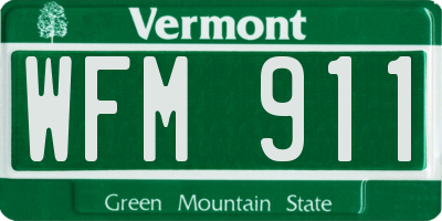 VT license plate WFM911