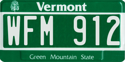 VT license plate WFM912