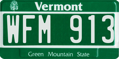 VT license plate WFM913