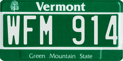 VT license plate WFM914