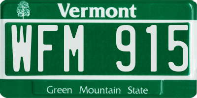 VT license plate WFM915