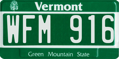 VT license plate WFM916