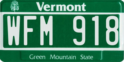 VT license plate WFM918