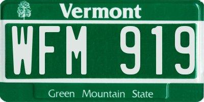 VT license plate WFM919