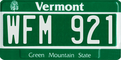 VT license plate WFM921
