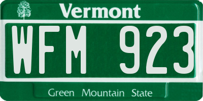 VT license plate WFM923