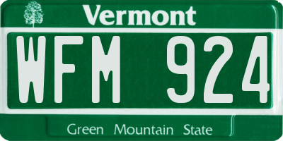 VT license plate WFM924