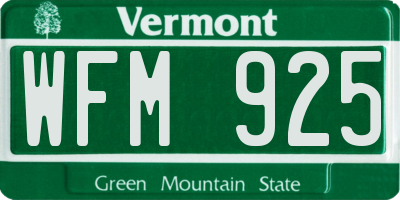 VT license plate WFM925