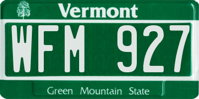 VT license plate WFM927