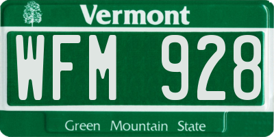 VT license plate WFM928