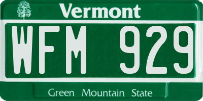 VT license plate WFM929
