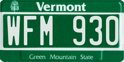 VT license plate WFM930