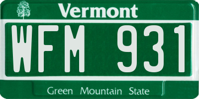 VT license plate WFM931