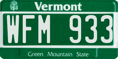 VT license plate WFM933