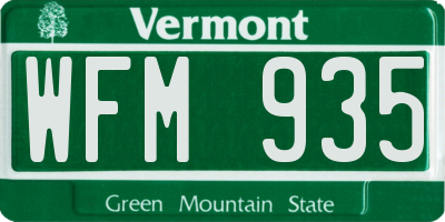 VT license plate WFM935