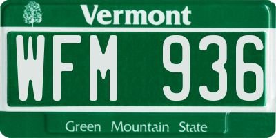VT license plate WFM936