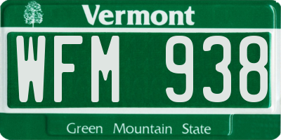VT license plate WFM938