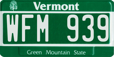 VT license plate WFM939