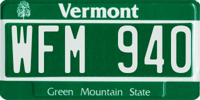 VT license plate WFM940