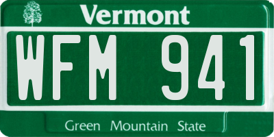 VT license plate WFM941