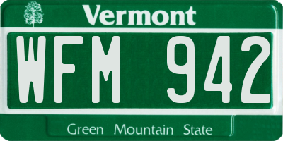 VT license plate WFM942