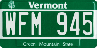 VT license plate WFM945