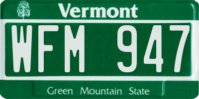 VT license plate WFM947