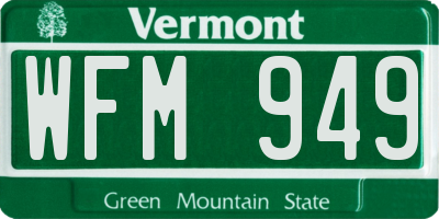 VT license plate WFM949