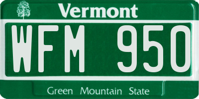 VT license plate WFM950