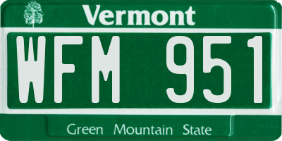 VT license plate WFM951