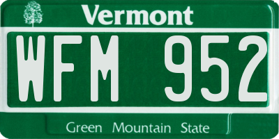 VT license plate WFM952