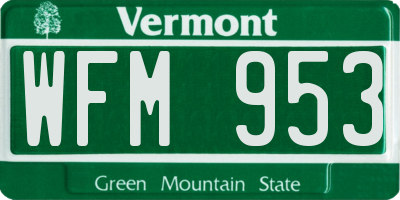 VT license plate WFM953