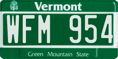 VT license plate WFM954