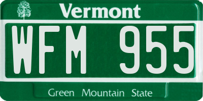VT license plate WFM955