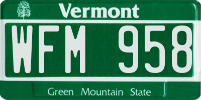 VT license plate WFM958