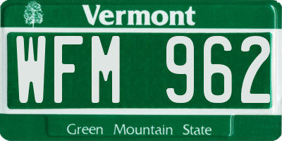 VT license plate WFM962