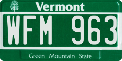 VT license plate WFM963
