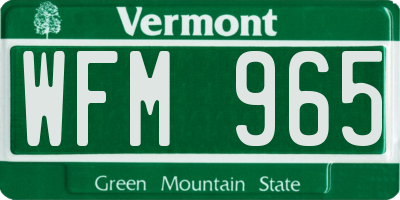 VT license plate WFM965