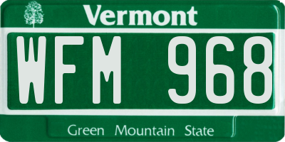 VT license plate WFM968