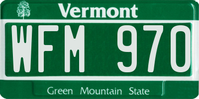 VT license plate WFM970