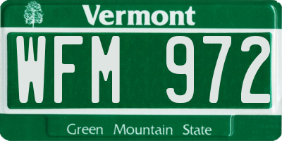 VT license plate WFM972