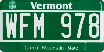 VT license plate WFM978