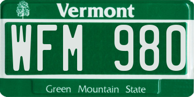 VT license plate WFM980