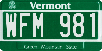VT license plate WFM981